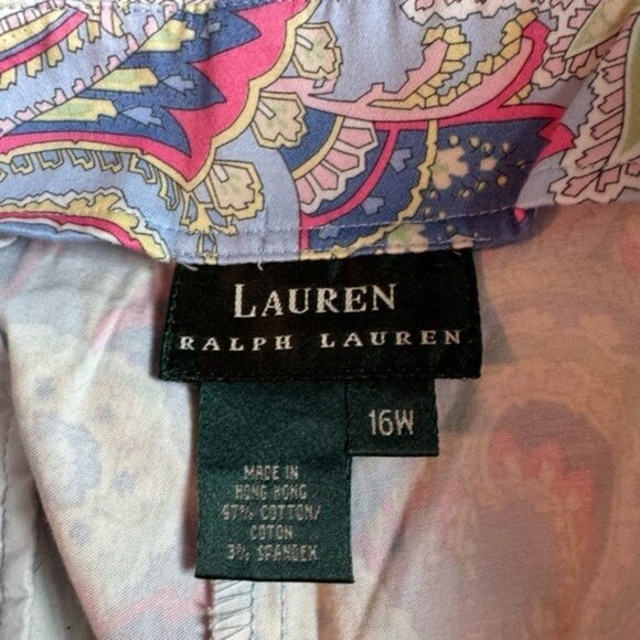 Ralph Lauren LRL Pastel Paisley Pants 16W Cropped Old Money Beachy Soft … - Picture 6 of 9